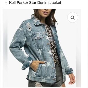 KellParker Distressed Star Denim Jacket